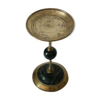 Brass and green marble candlestick
