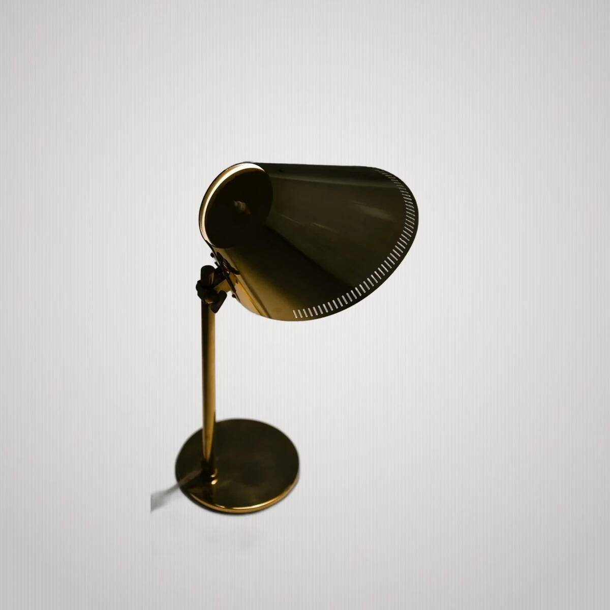 Brass table lamp by Paavo Tynell, 1950s mid-century modern.