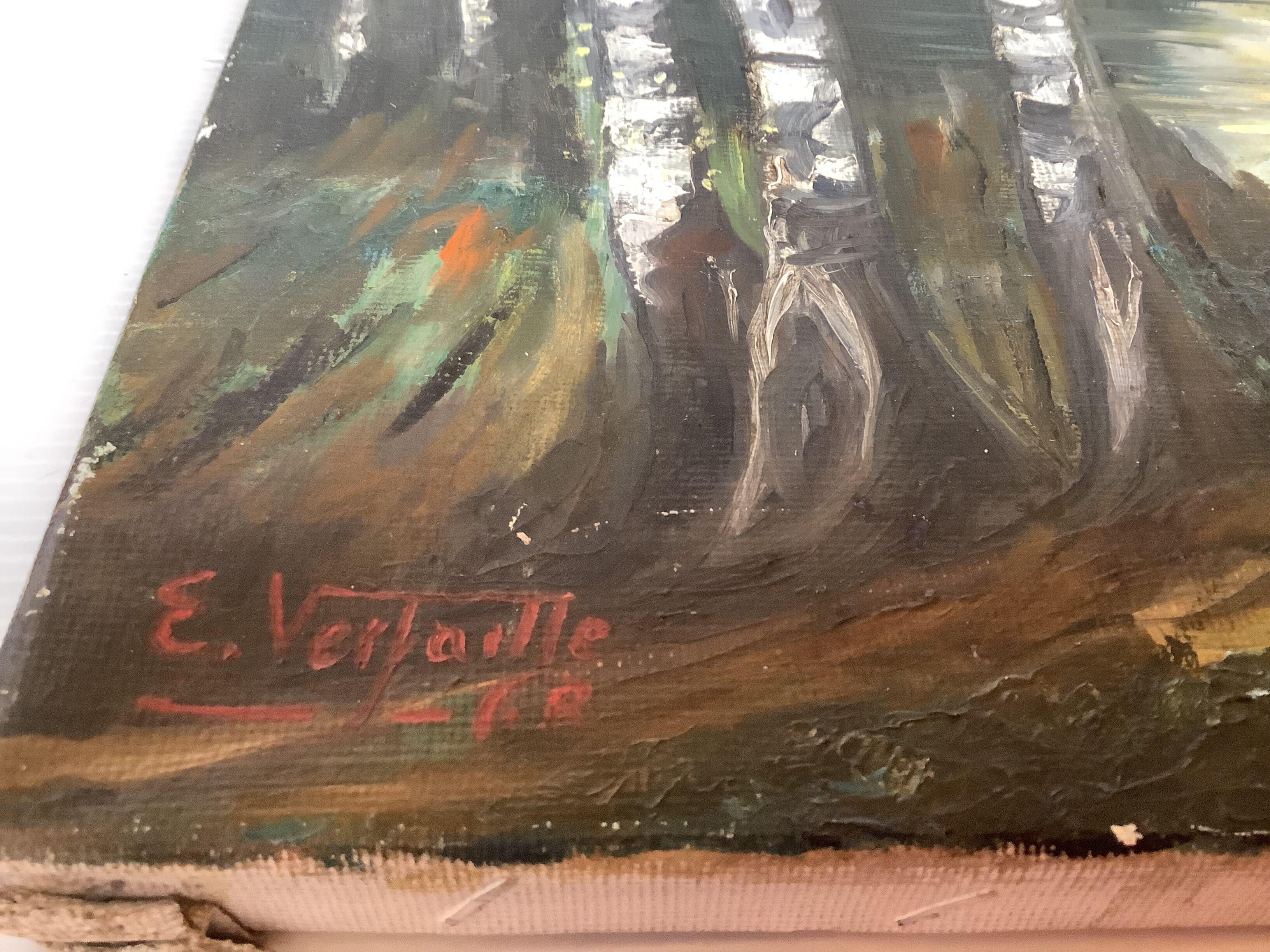 Tableau coucher de soleil huile sur toile signée