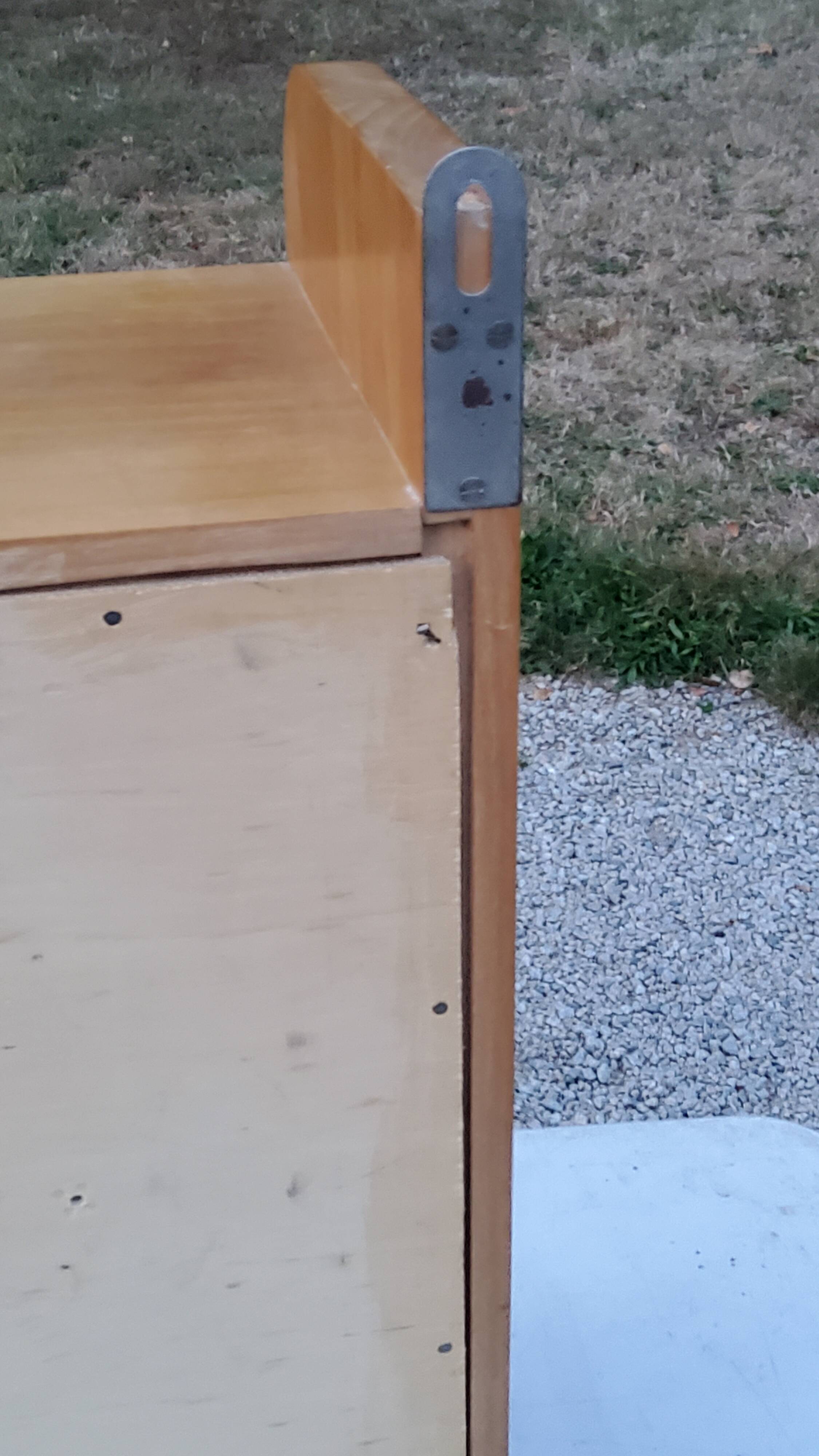 Double wall shelf in solid blond oak from the 1950s