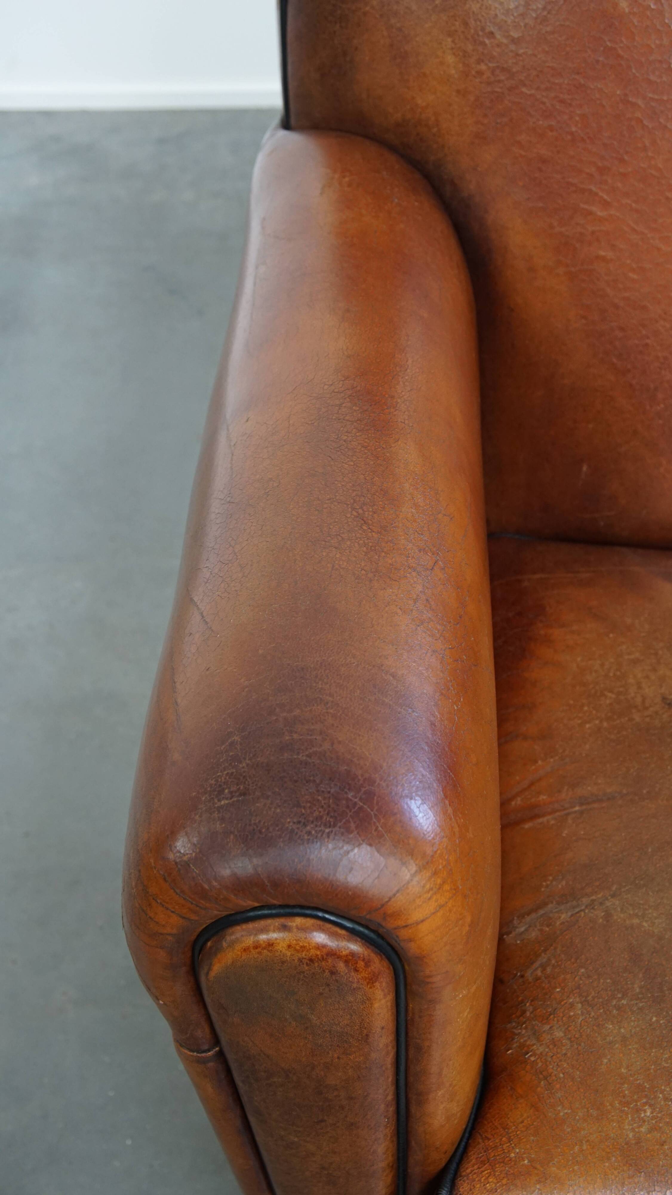 Sheepskin Leather Art Deco Style Design Armchair