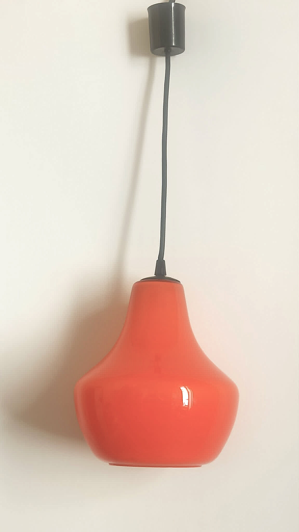 Opaline orange suspension Peill & Putzler 1970s Diameter 23.5 cm