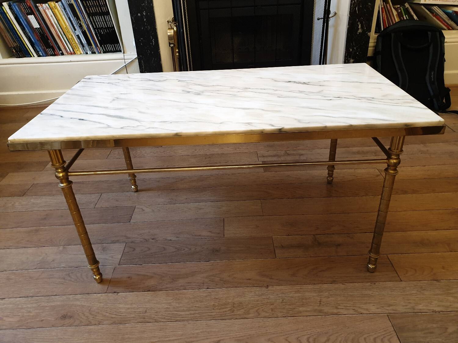 Louis XV marble and brass coffee table