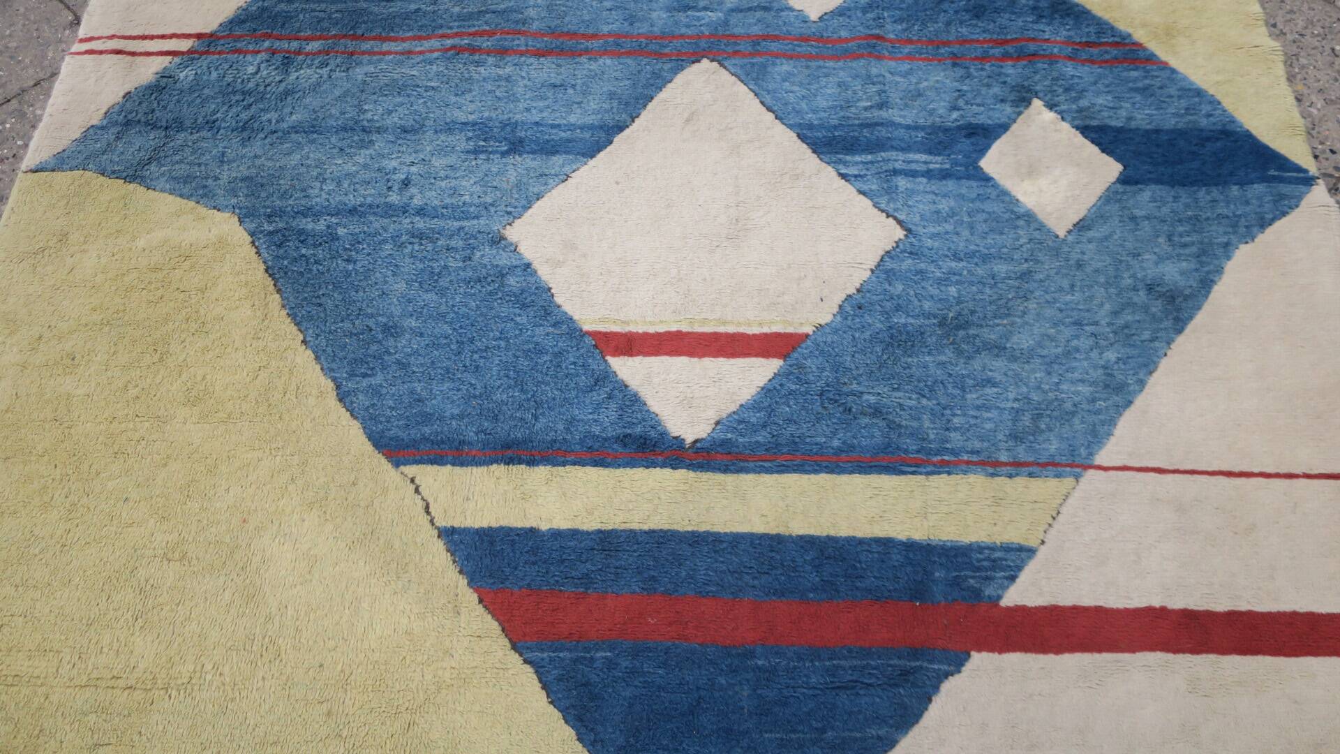 Tapis Bauhaus noué à la main, années 1970