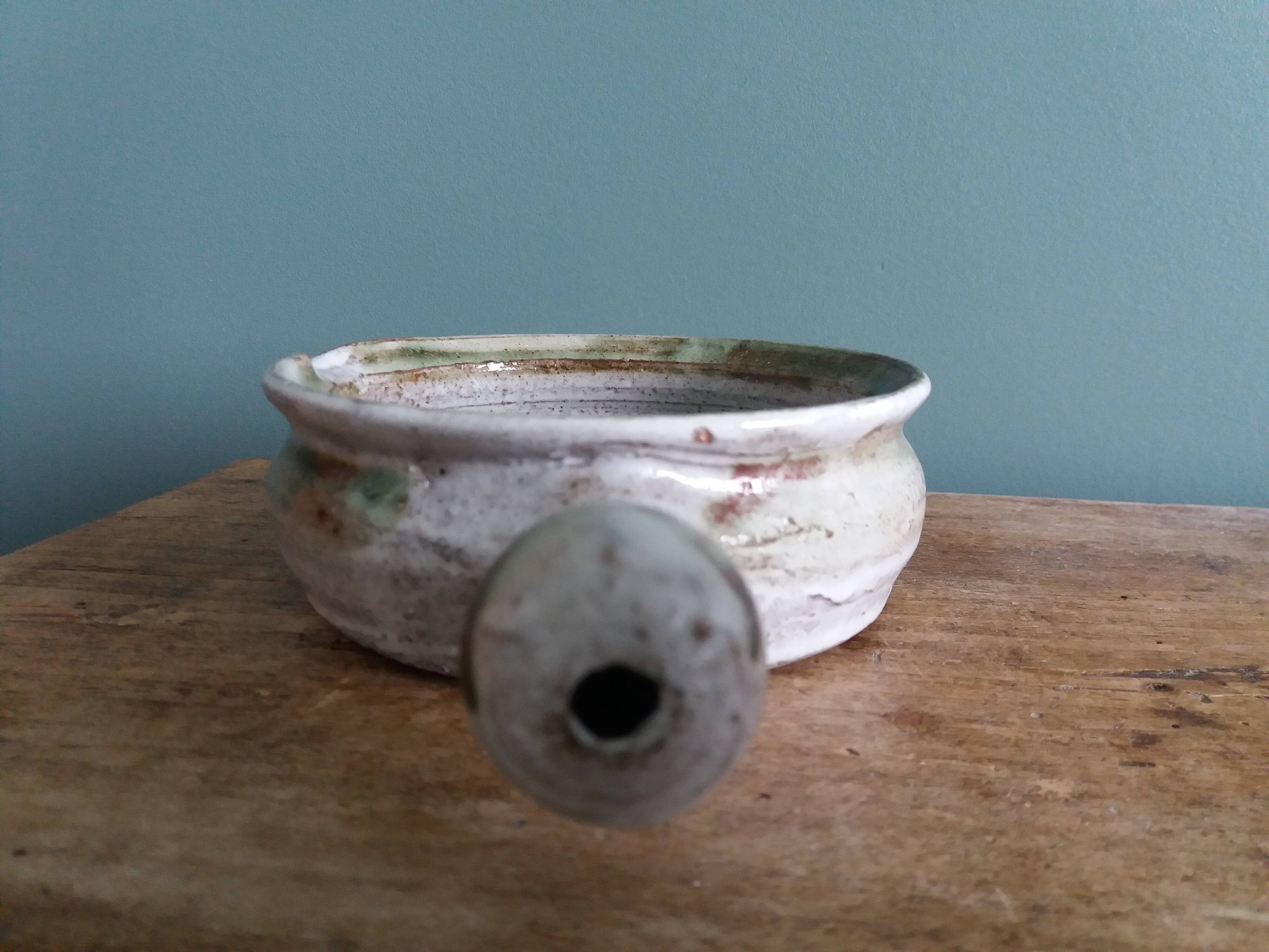 Stoneware sauce pot signed Thiry in Vallauris