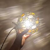 Vintage globe pendant light with stained glass effect