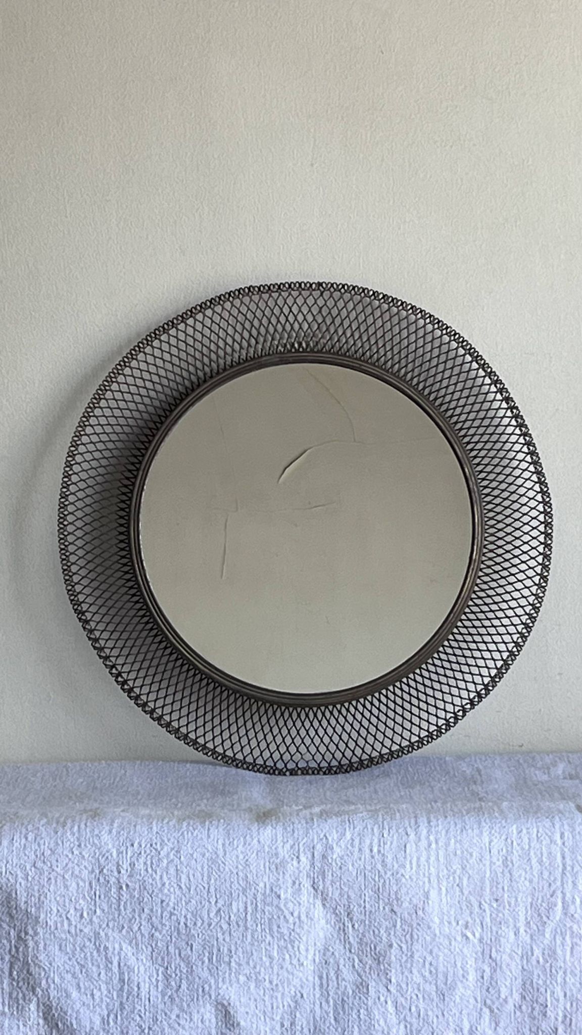 Italian sun mirror in golden mesh 1960 by Ponti