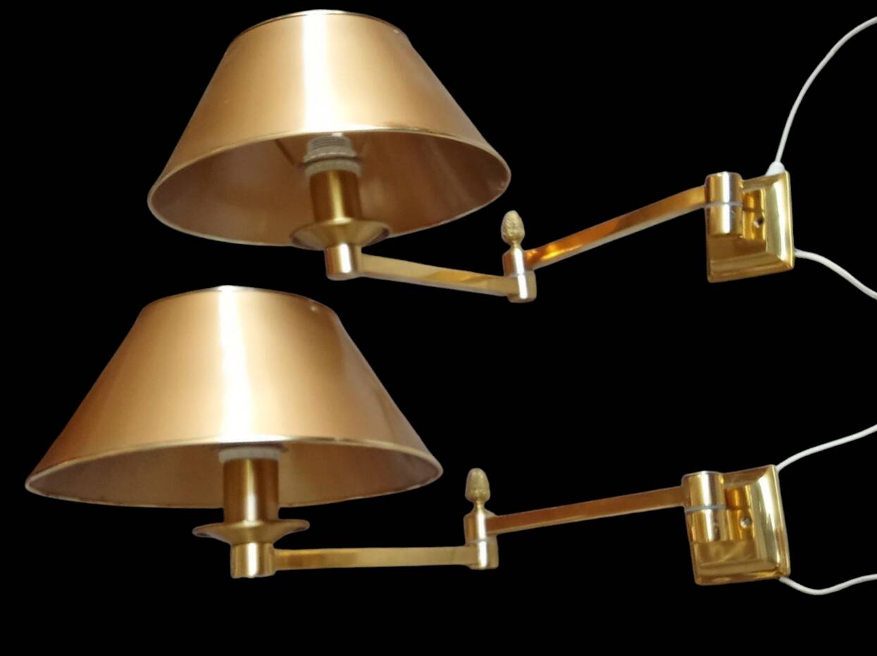 Pair of Empire pine cone gilded metal articulated wall lights