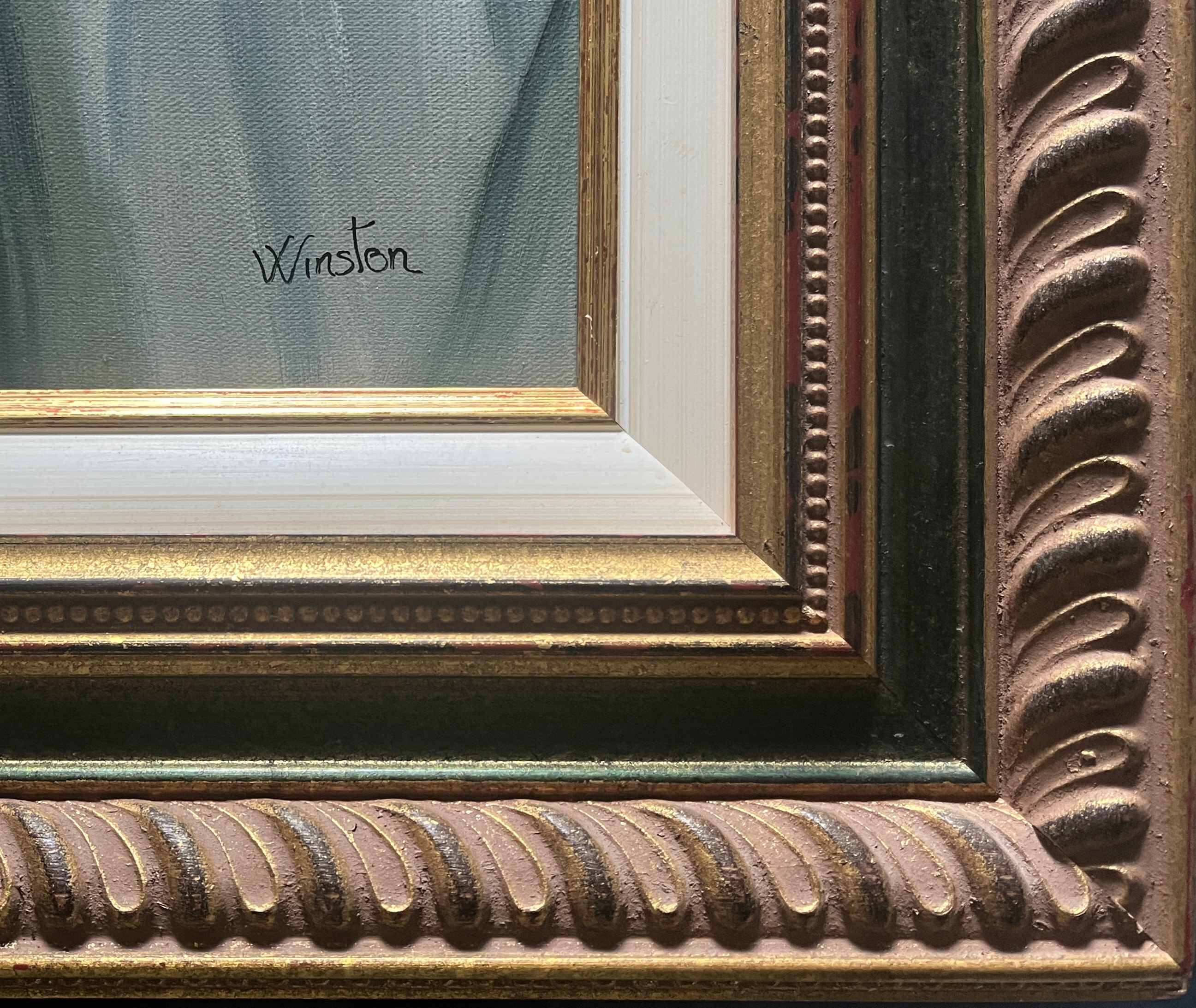 HST painting "Composition with fruits and oysters" signed Winston + frame