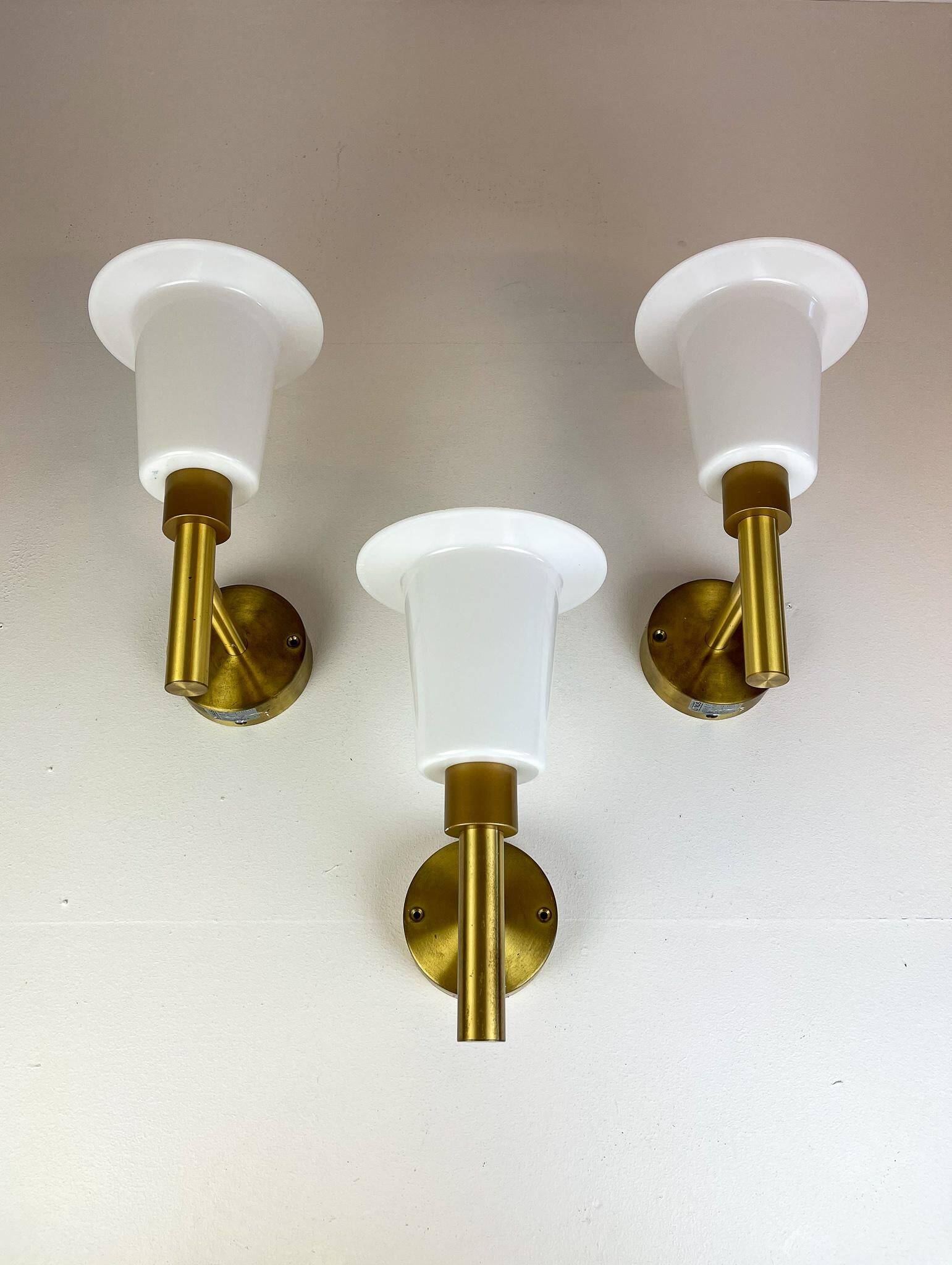 Mid-century brass and acrylic wall lamps Luxus, Sweden, 1960s