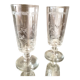 Duo de verre a cafe en verre epais a decor floral