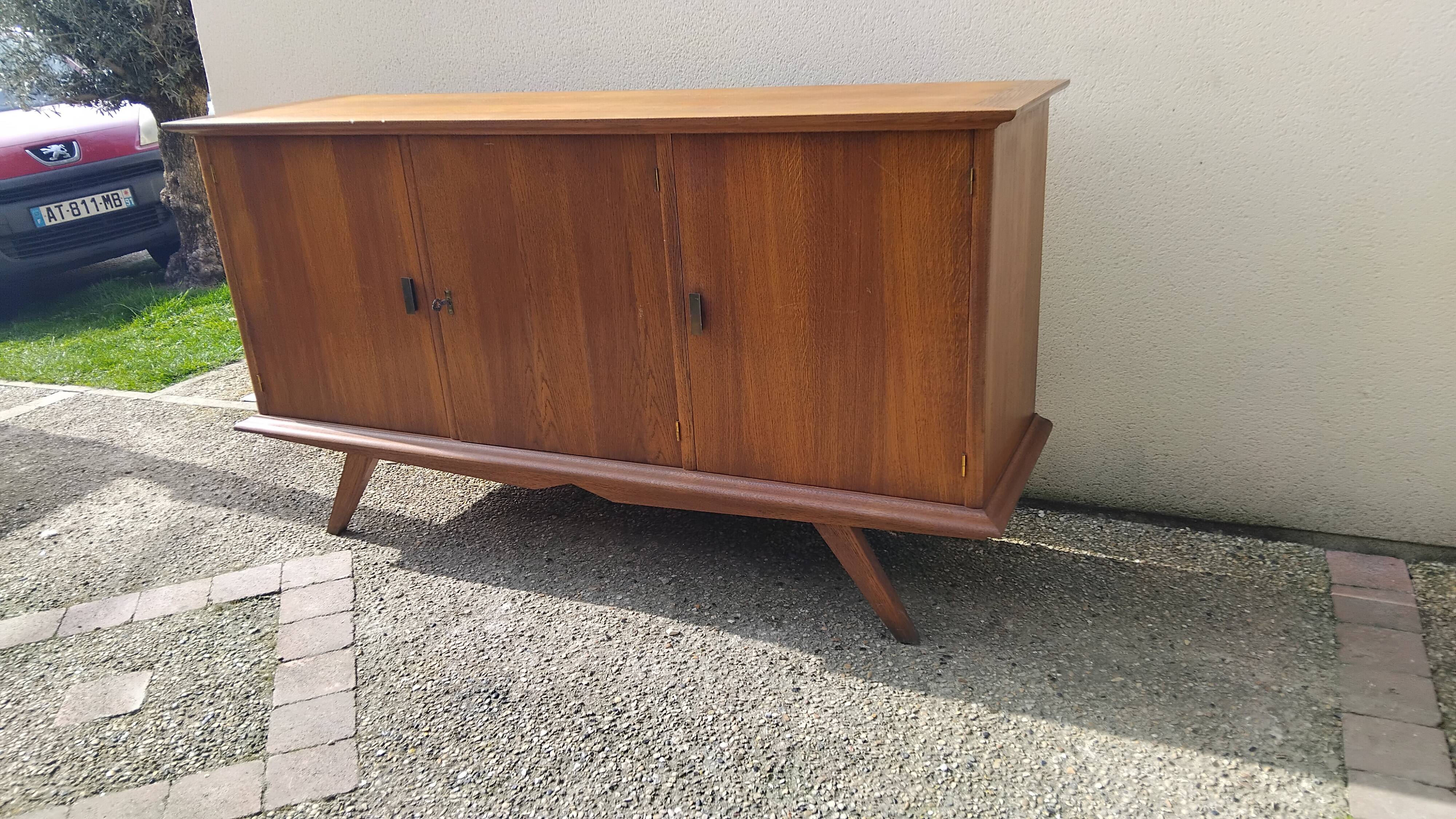 Buffet bas enfilade vintage pieds compas année 50 60