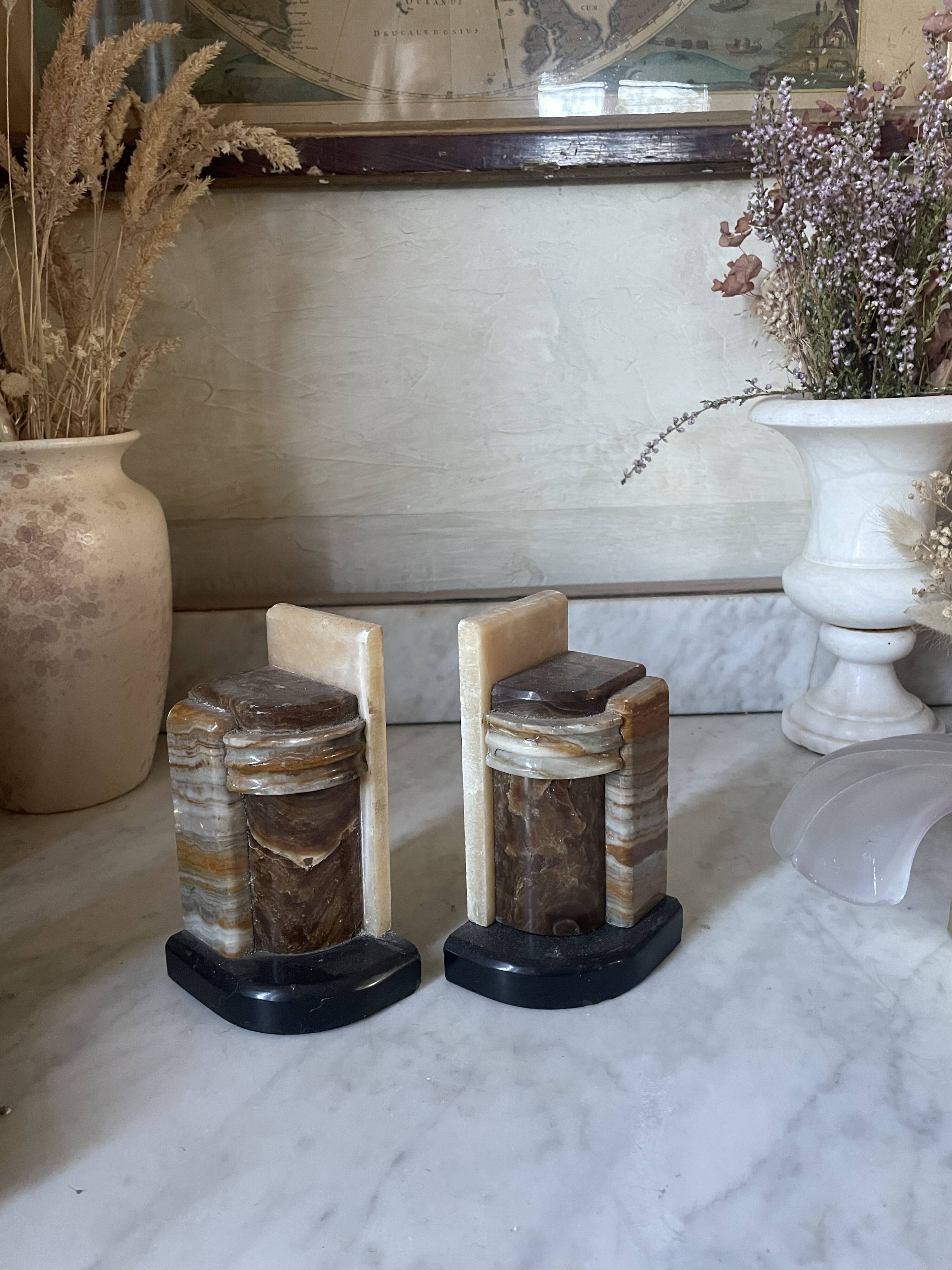 Art Deco pair of onyx bookends