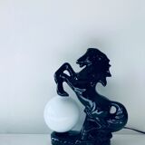 Ceramic and opaline horse lamp