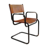 Fauteuil vintage en cuir et acier tubulaire, 1960