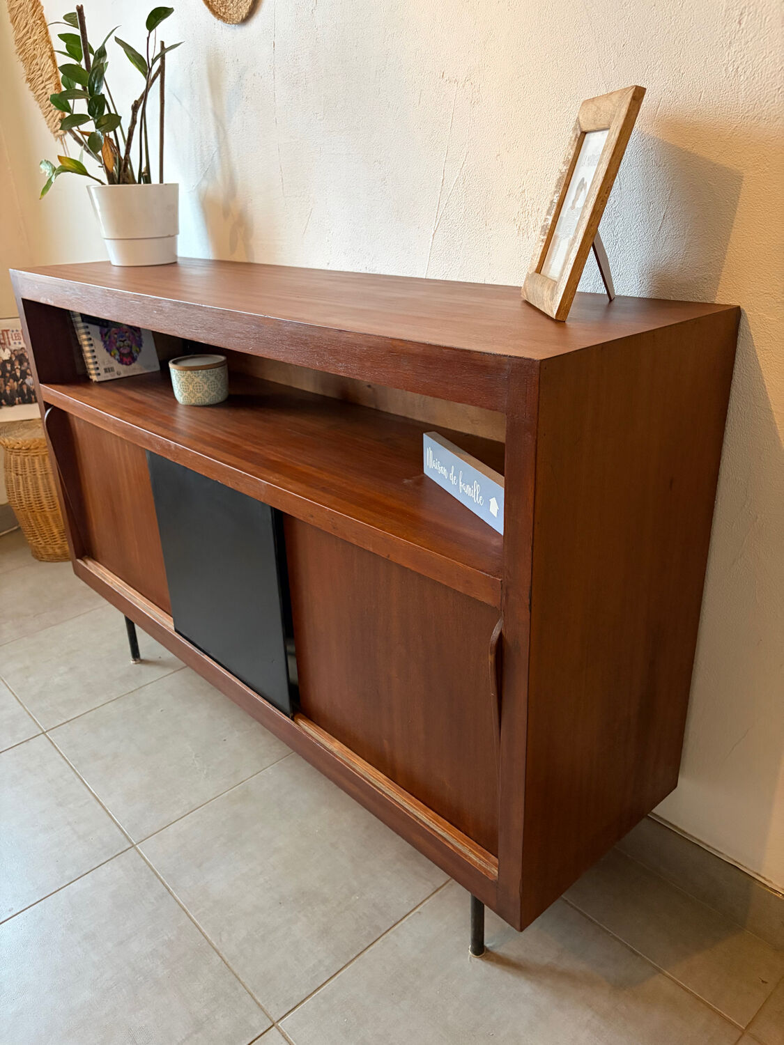 Vintage high teak sideboard