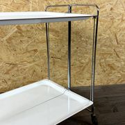 1960s 1970s Serving Cart Dinette Side Table Space Age Design Chrome White
