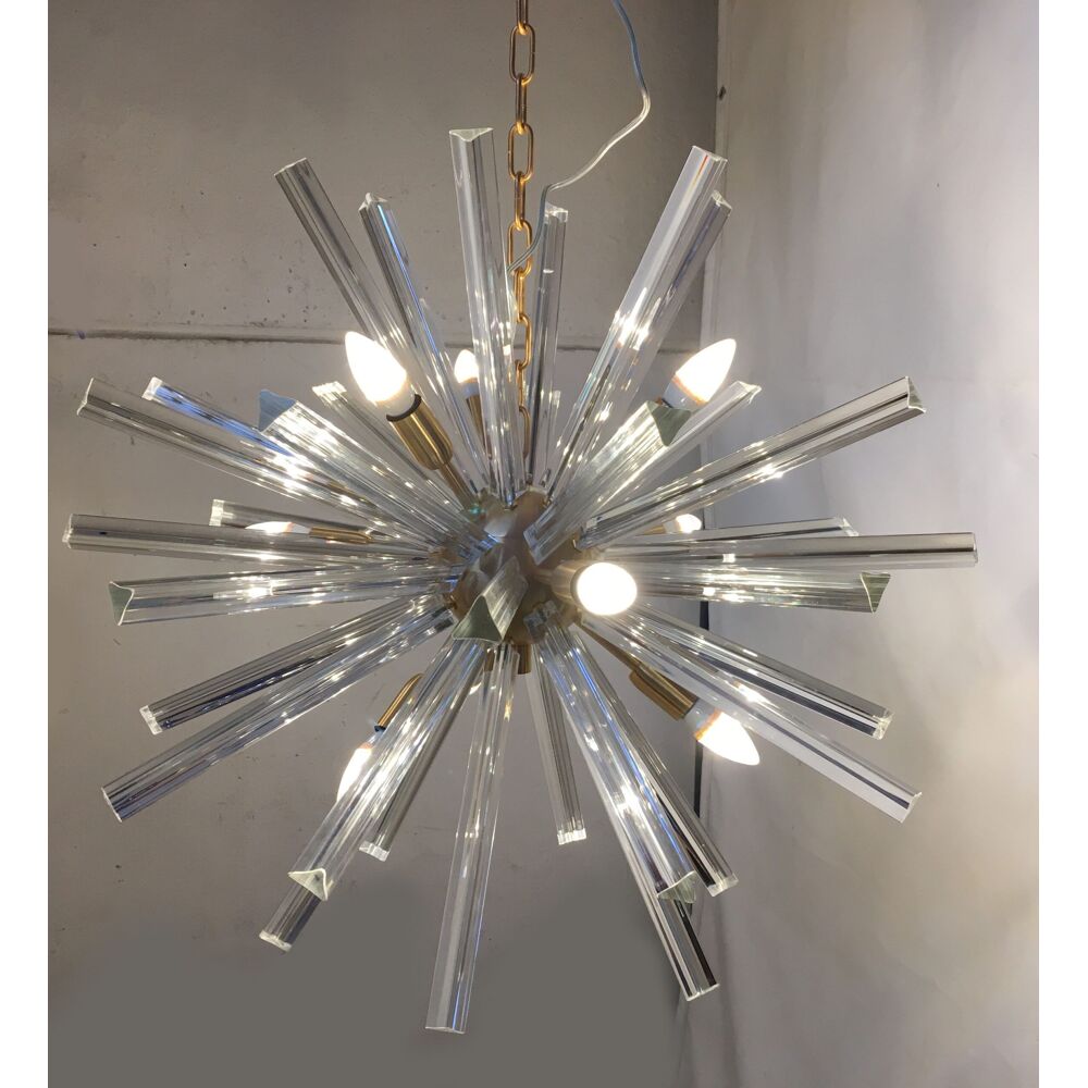 Transparent triedro murano glass sputnik chandelier