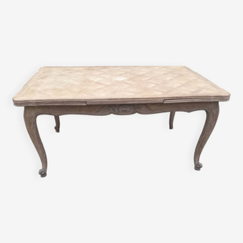 Louis XV style table in stripped oak, natural wood