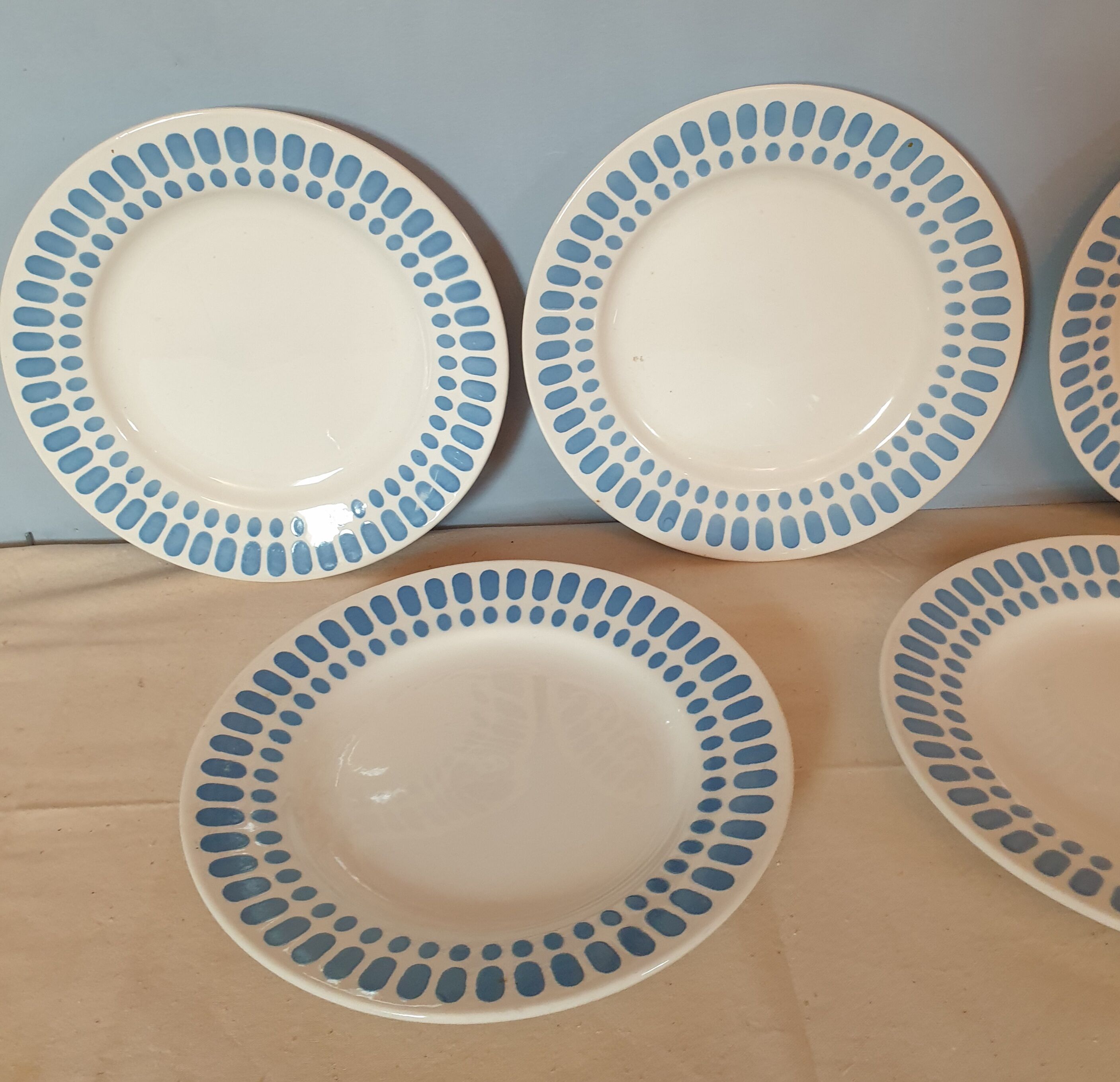 Suite of 5 flat plates Digoin Saarguemines