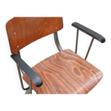 Friso style chair with oak and metal armrests
