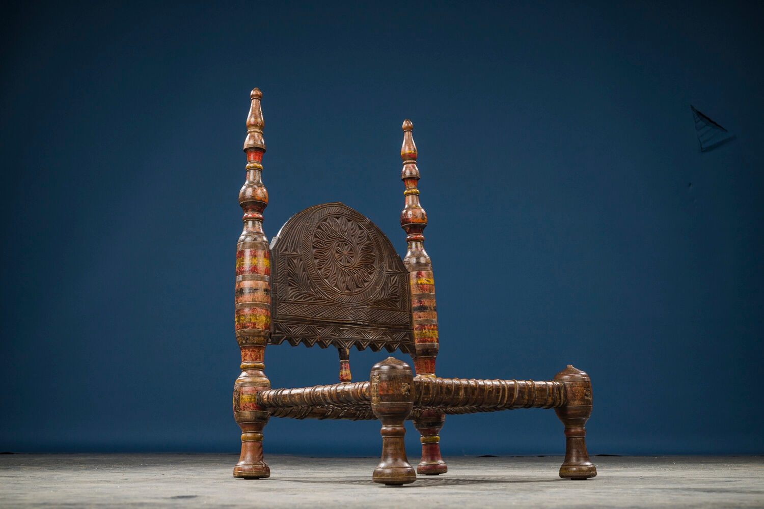 African Carved Wood & Rawhide Side Chair, 19th Century