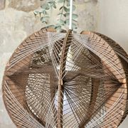 Vintage Scandinavian suspension string art wood and thread – 1970s design