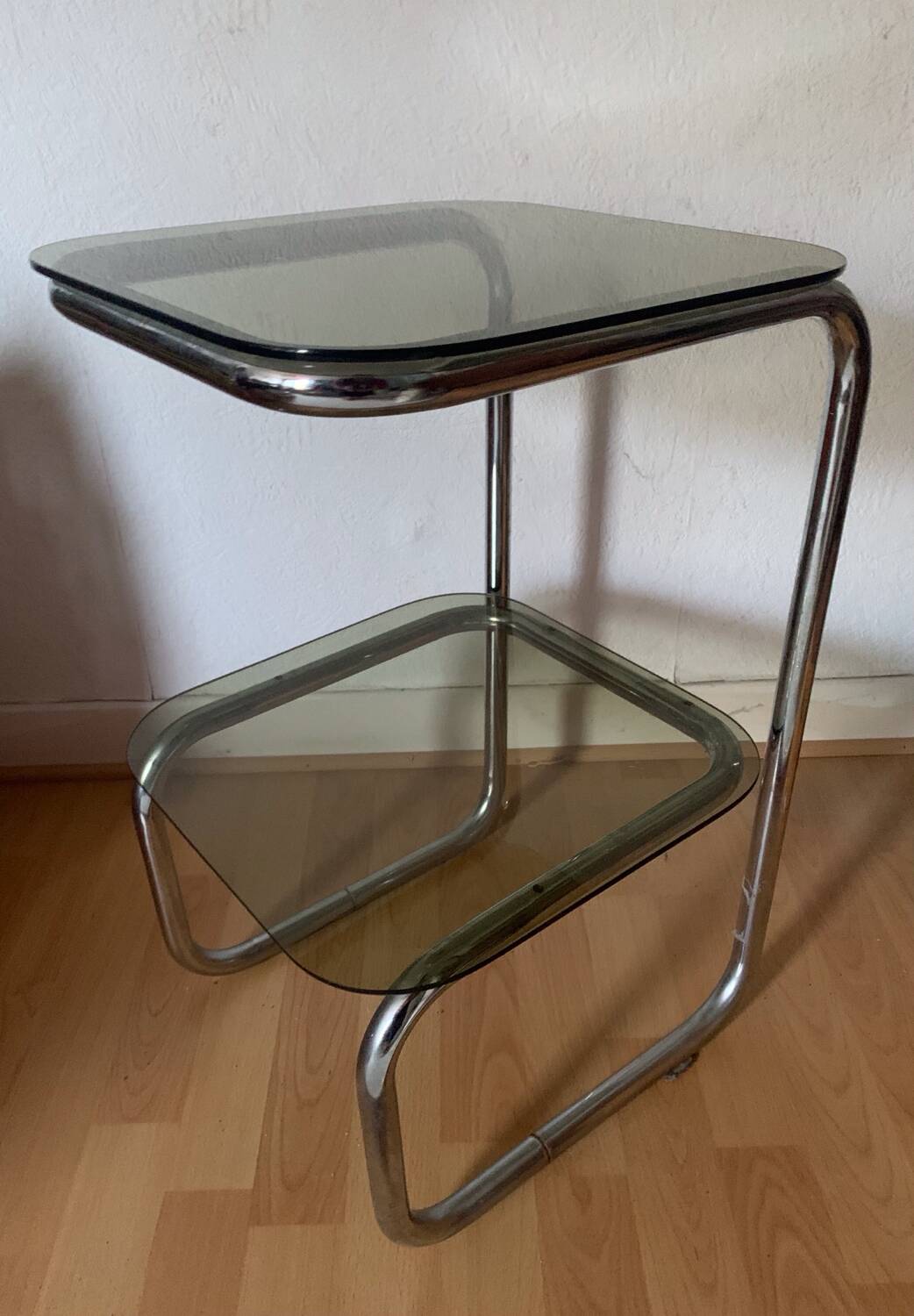 Vintage chrome and glass side table