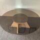 Vintage coffee table in travertine and smoked glass 70s