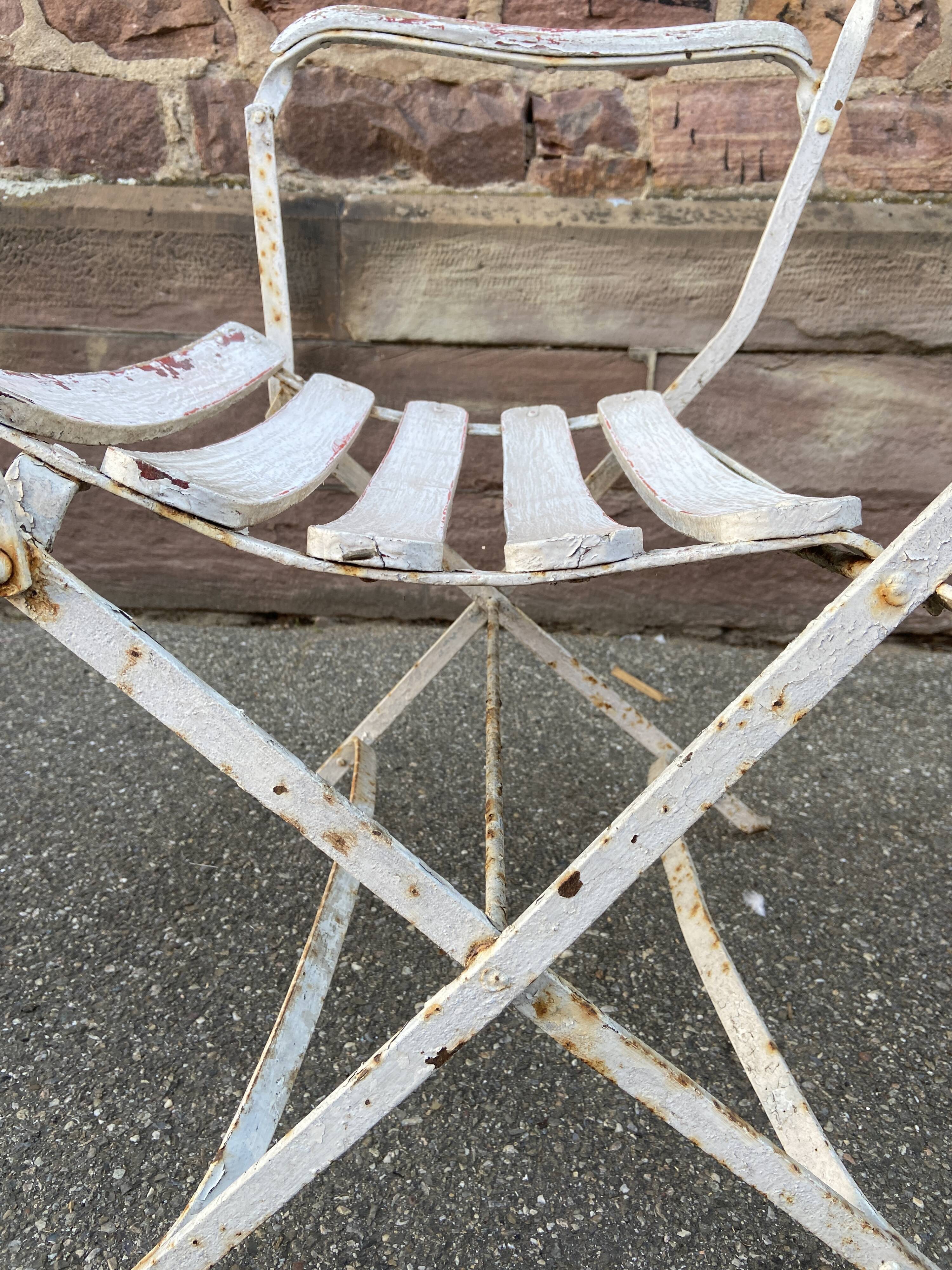 Paire de fauteuils chaises de jardin fer forgé vintage