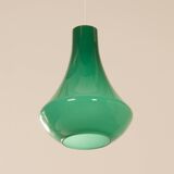 Lampe à Suspension française en Verre Opalin Vert, 1960s