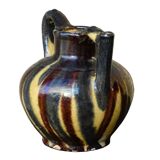 Pichet à eau ou orjol français ancien à glaçure rayée