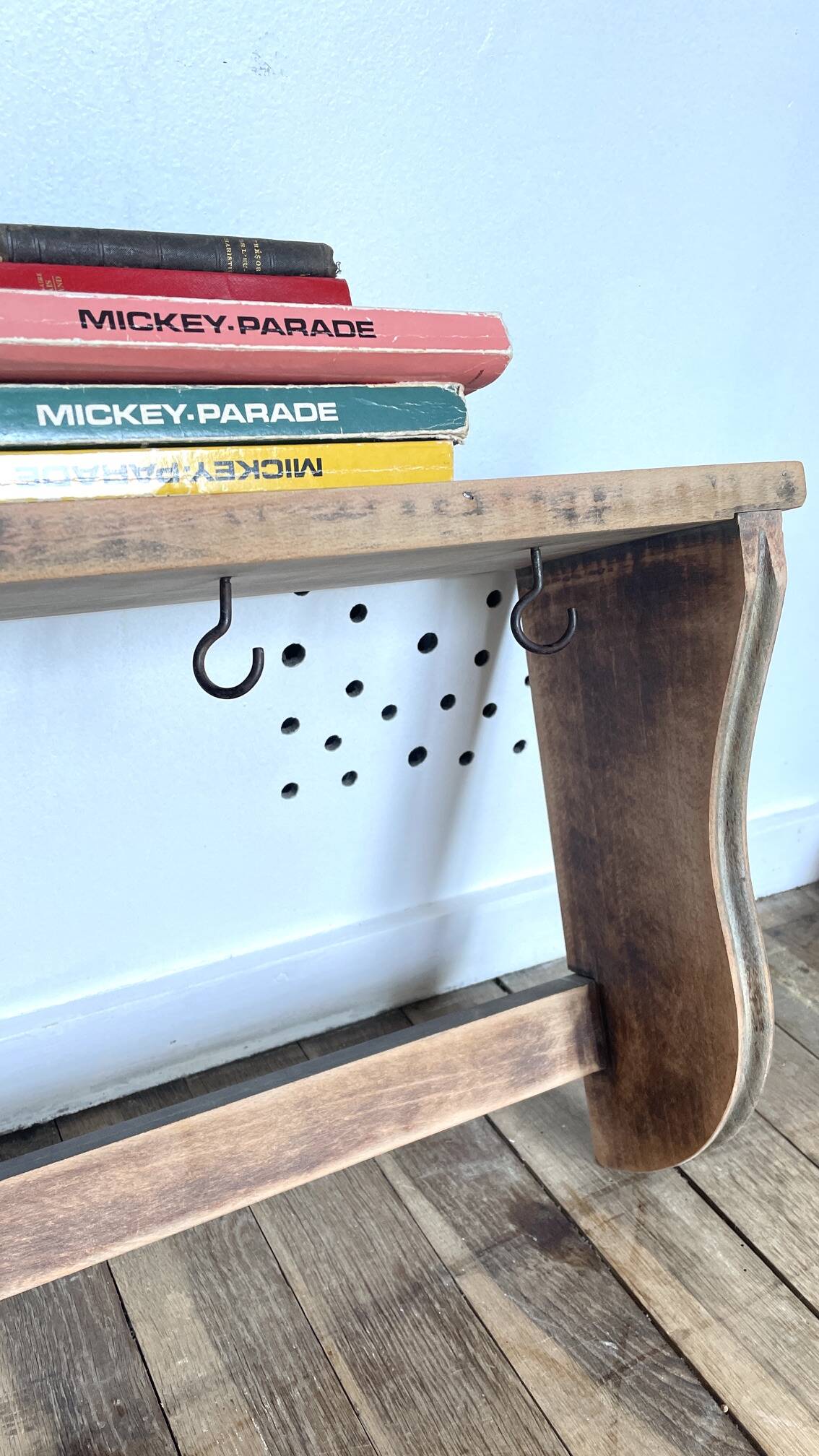 ETAGERE Vintage 5 Crochets BOIS Brut