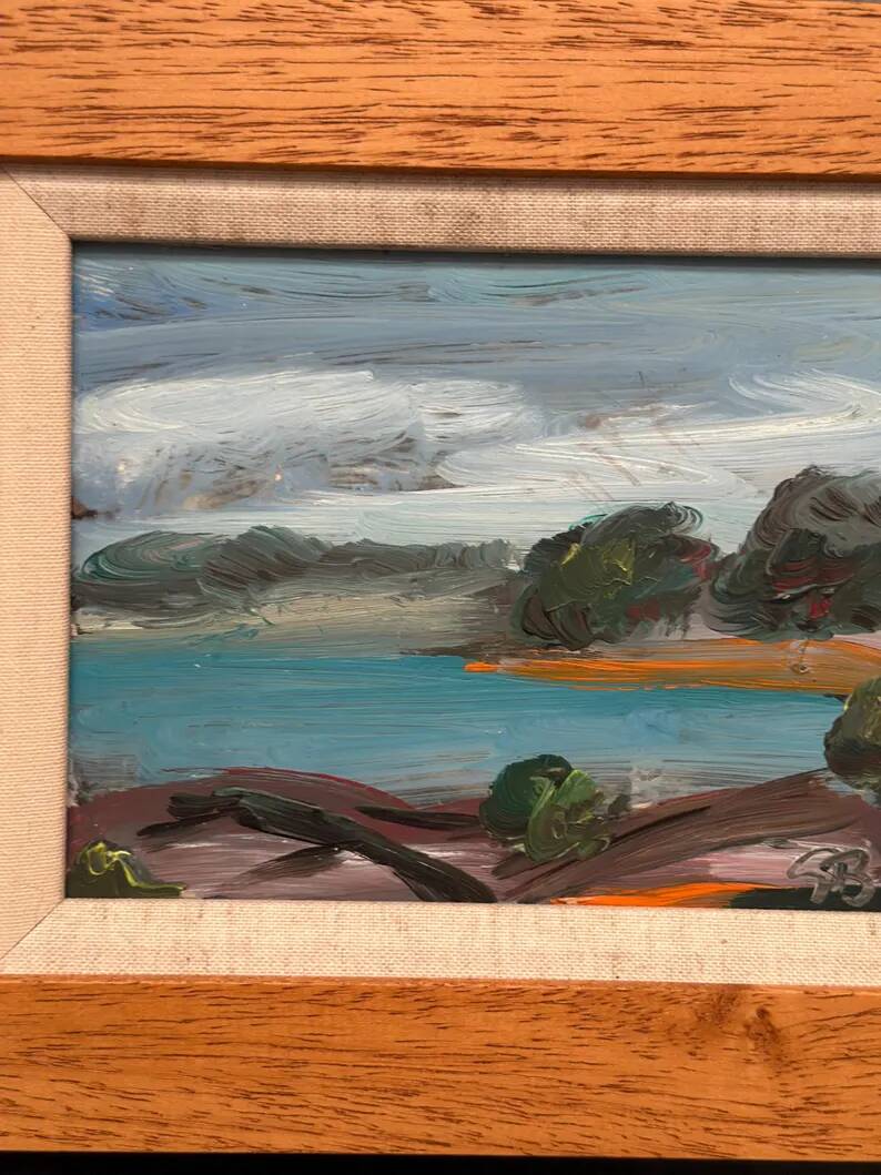 Original Swedish Oil on Panel “Coastal Landscape” by Göran Brunius – Signed