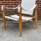 Vintage safari chair 1960s Denmark with canvas minimalist design
