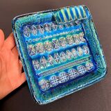 Aldo Londi for Bitossi Italian square teal blue green ashtray