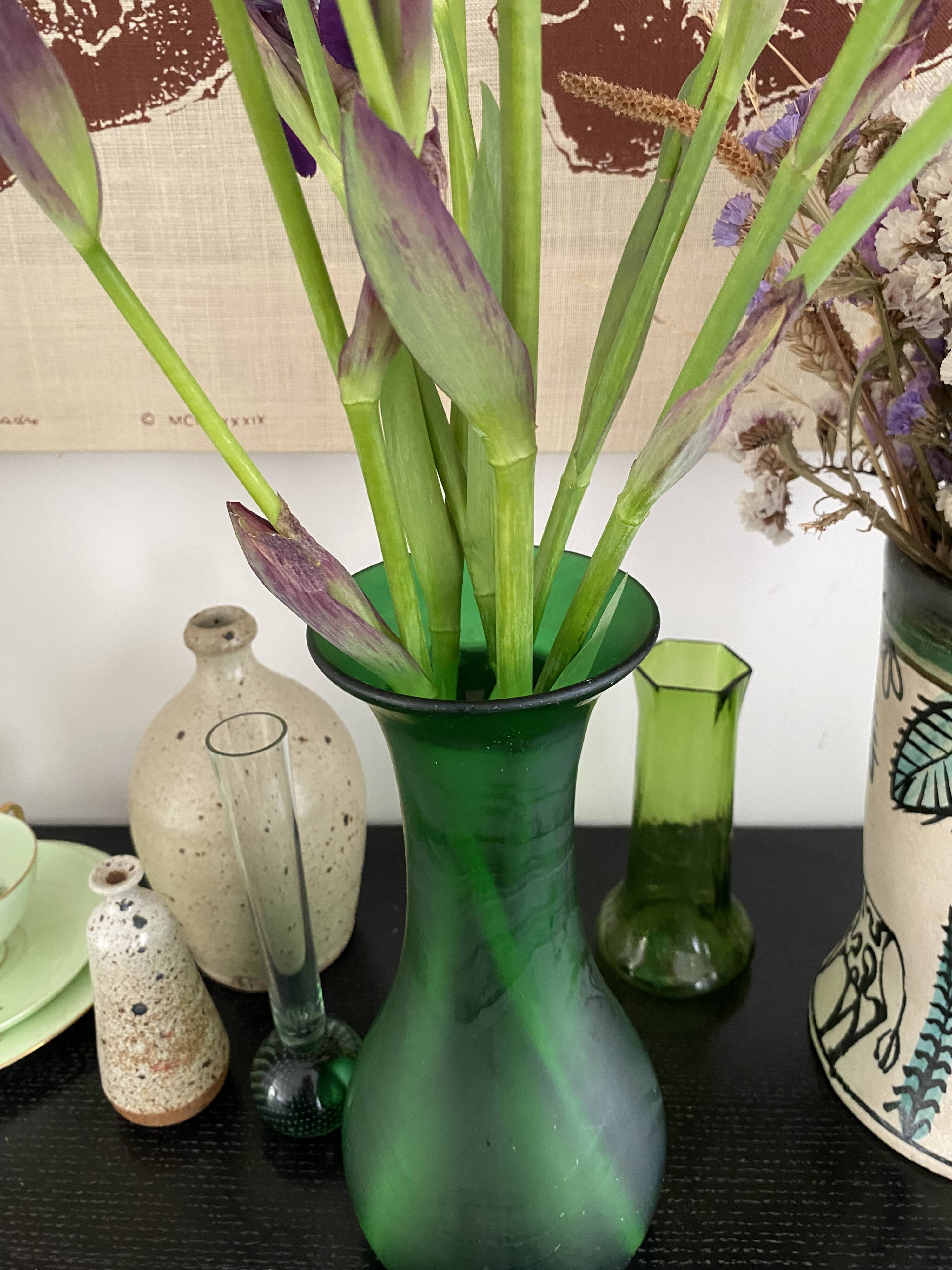 Green glass vase