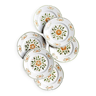 6 glazed earthenware dessert plates