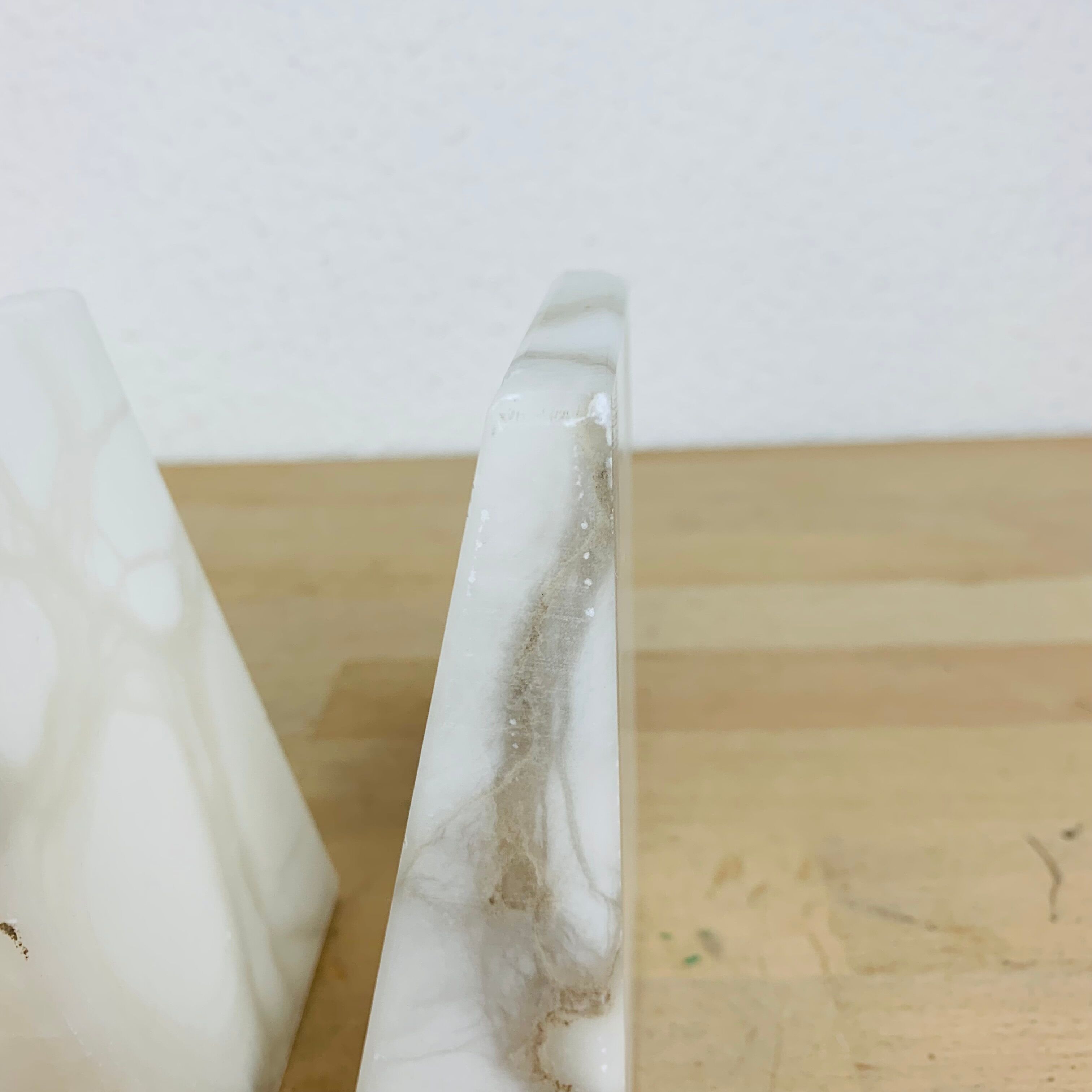 Pair of book greenhouses in alabaster white marble