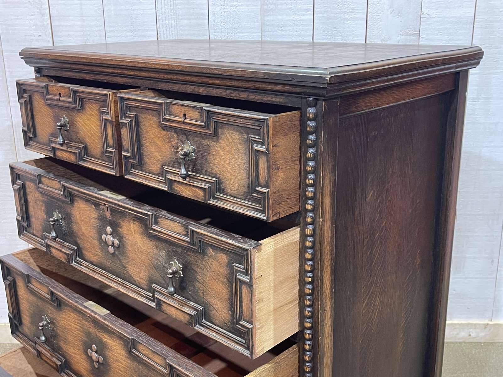 1950s English oak chest of drawers