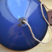 Vintage pendant lamp in blue enamel – rust and jute finishes