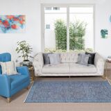 118x219 cm contemporary hand-knotted turkish accent rug over-dyed in blue, circa 1960. tek0407