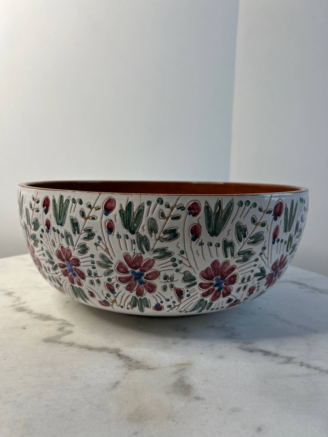 Very large hand-stamped salad bowl
