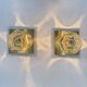 Pair of Peil & Putzler ice cube glass wall lamps, 1970s