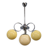 Chandelier en chrome et en verre champagne Art Déco, Tchécoslovaquie, années 1930