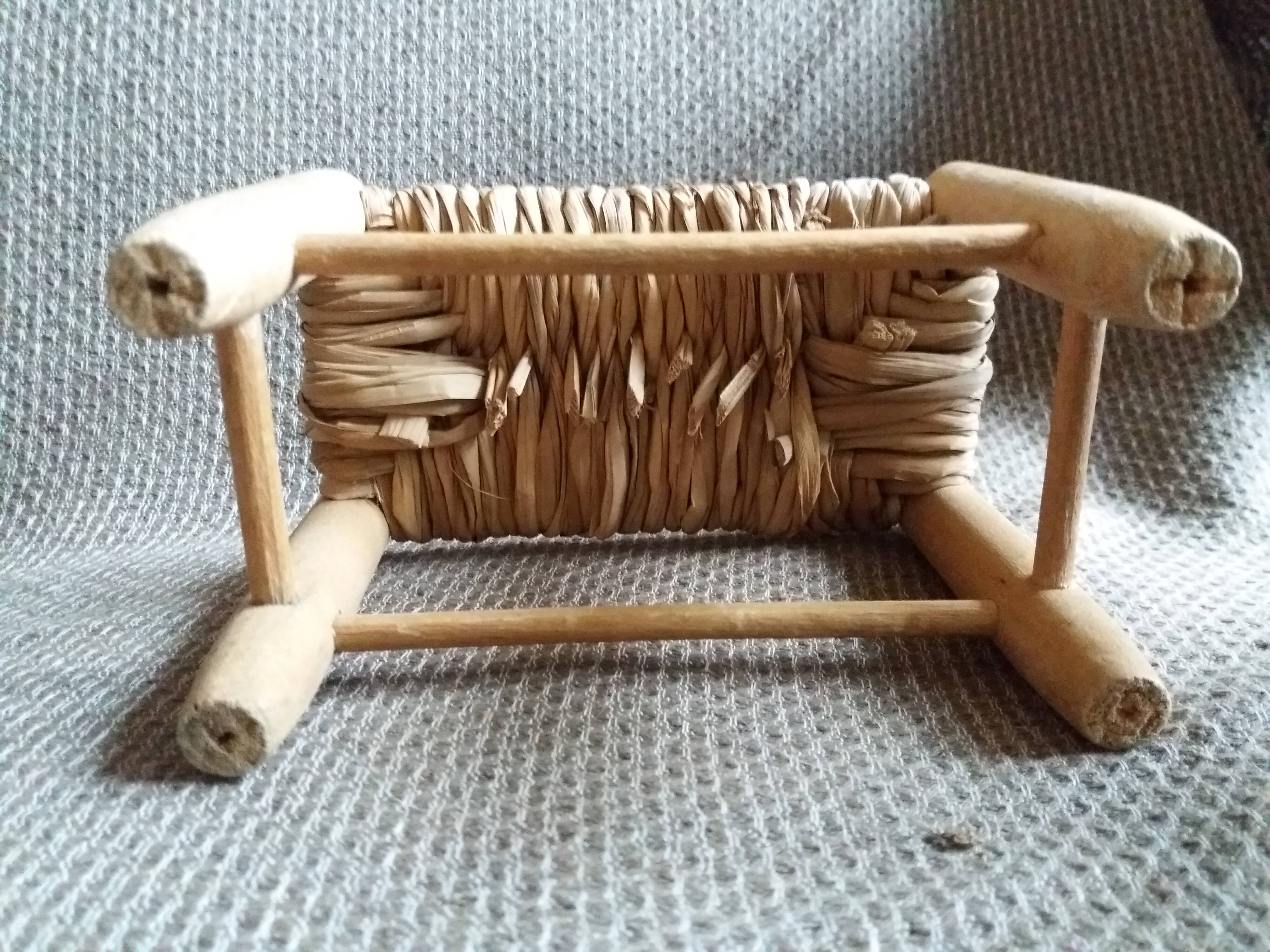Straw bench doll furniture