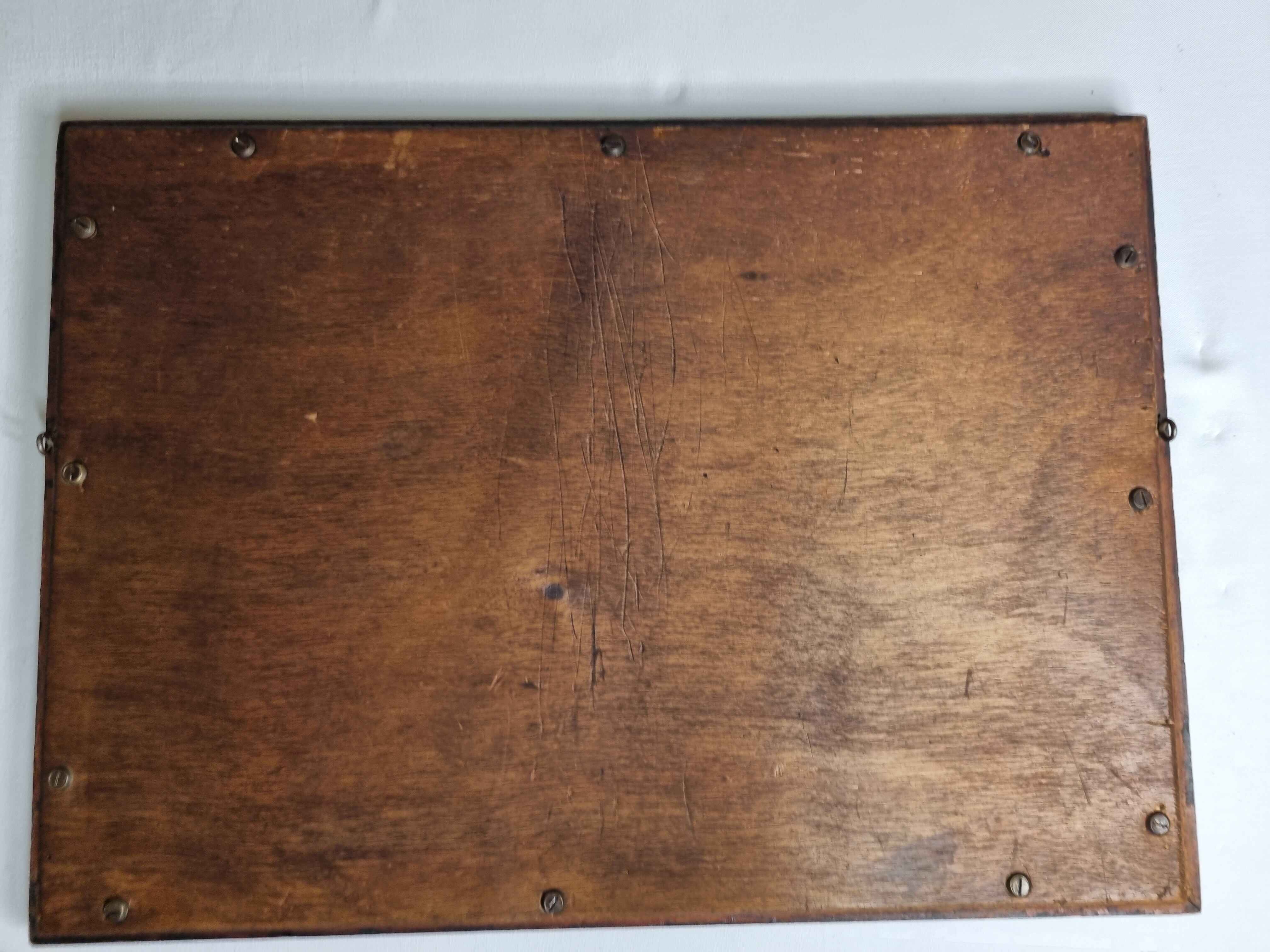 Old rectangular mirror, wooden frame 51x37cm