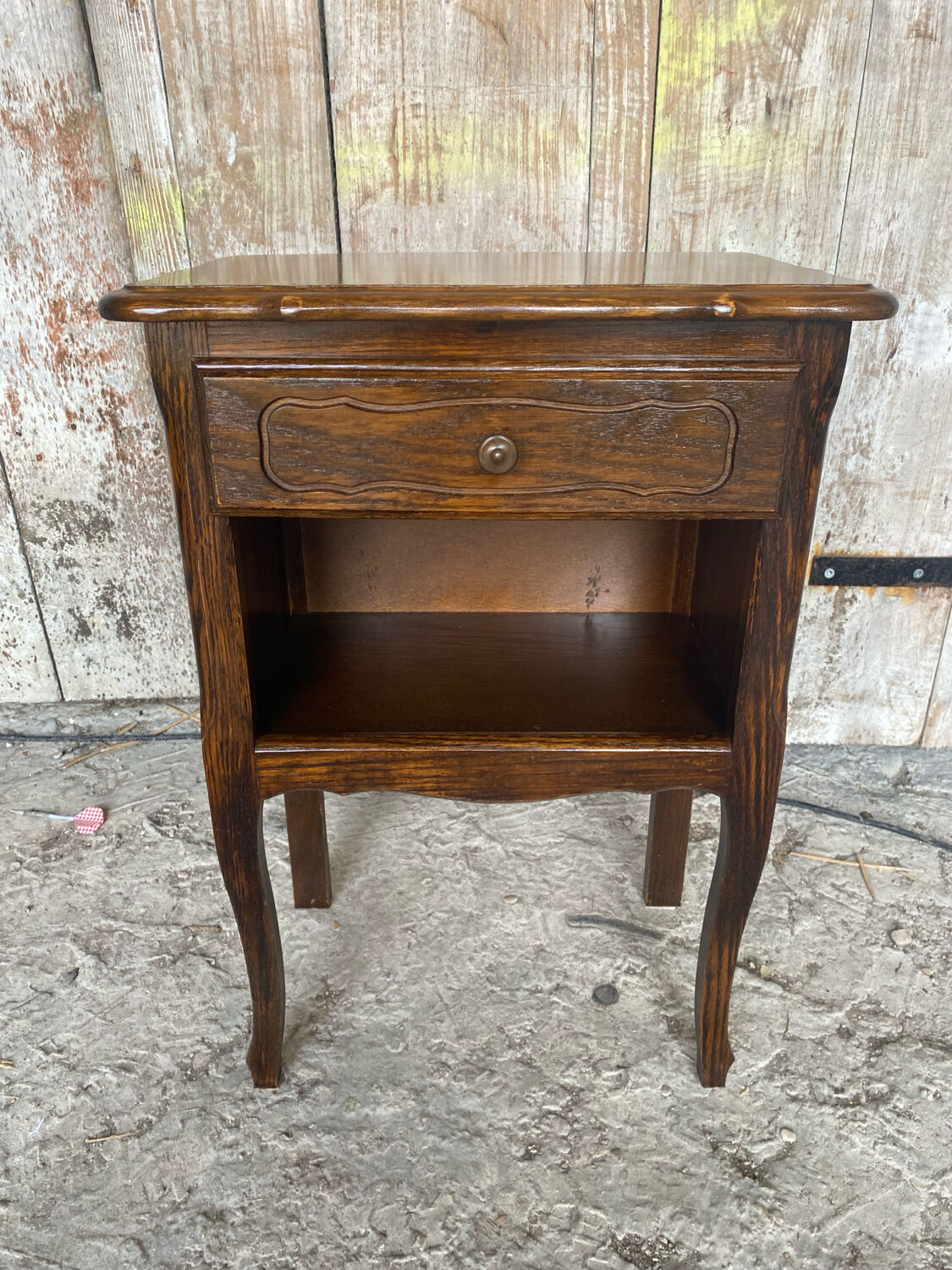 Louis XV Style Nightstand Table Wood Drawer + Vintage Case #D936