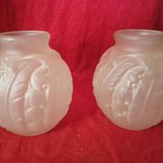 Pair of art deco pressed glass vases "joma montreuil"
