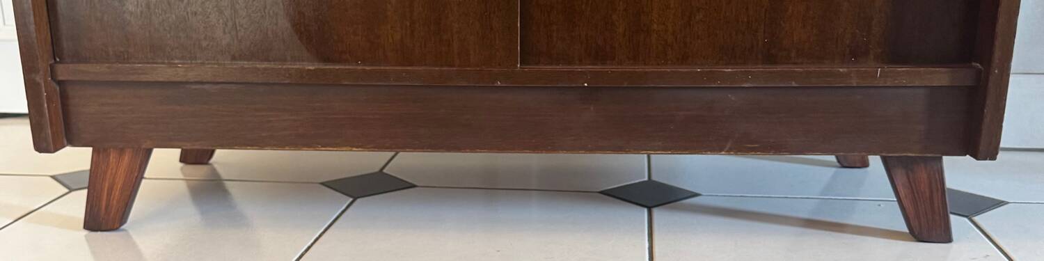 Vintage shoe cabinet with compass legs